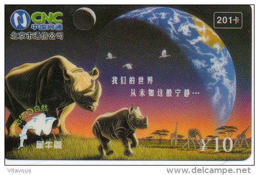 Rhinocéros Animal  1 Télécarte Terre Phonecard  (056) - Chine