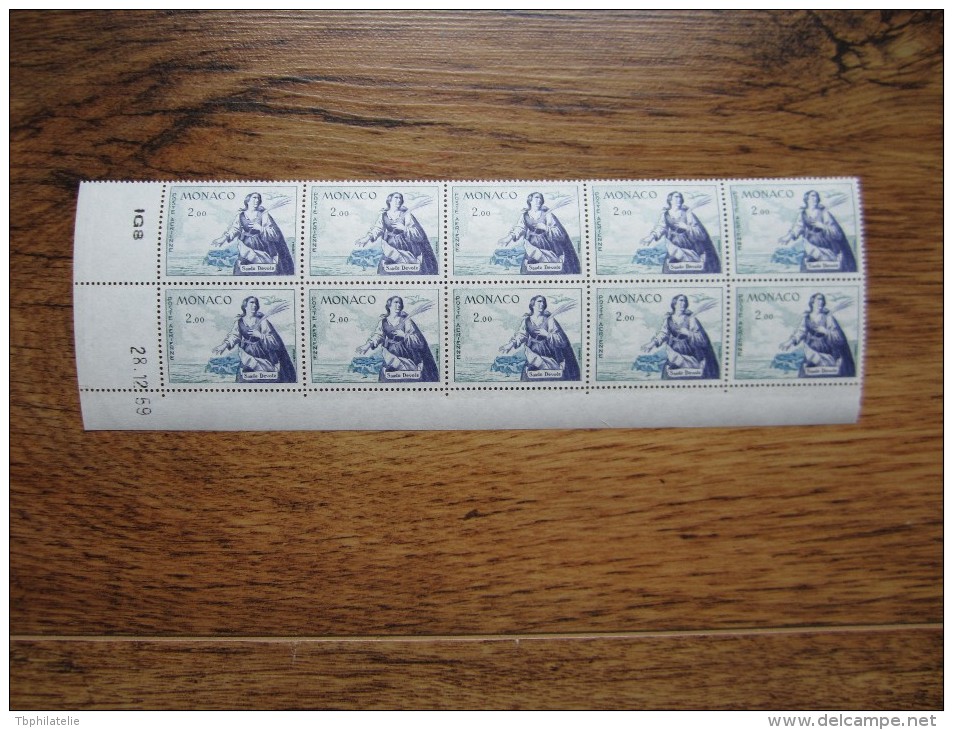 VEND  BEAUX TIMBRES DE POSTE AERIENNE DE MONACO N° 73 EN BLOC DE 10 , COIN DATE , NEUFS SANS CHARNIERE !!!! - Airmail