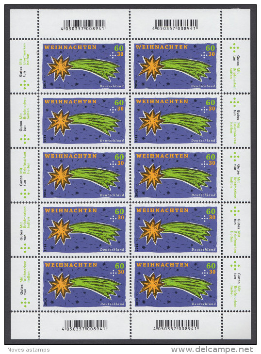 !a! GERMANY 2014 Mi. 3108 MNH SHEET(10) -Christmas - 2011-2020