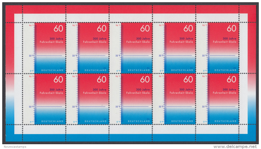 !a! GERMANY 2014 Mi. 3109 MNH SHEET(10) -Fahrenheit Scale - 2011-2020