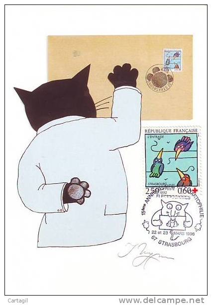 CPM -Chats De La Poste PTT Cartophilie 1996-5 - Dessin  Ungerer  Cachet  Electrocartes Strasbourg -Envoi Gratuit - Ungerer