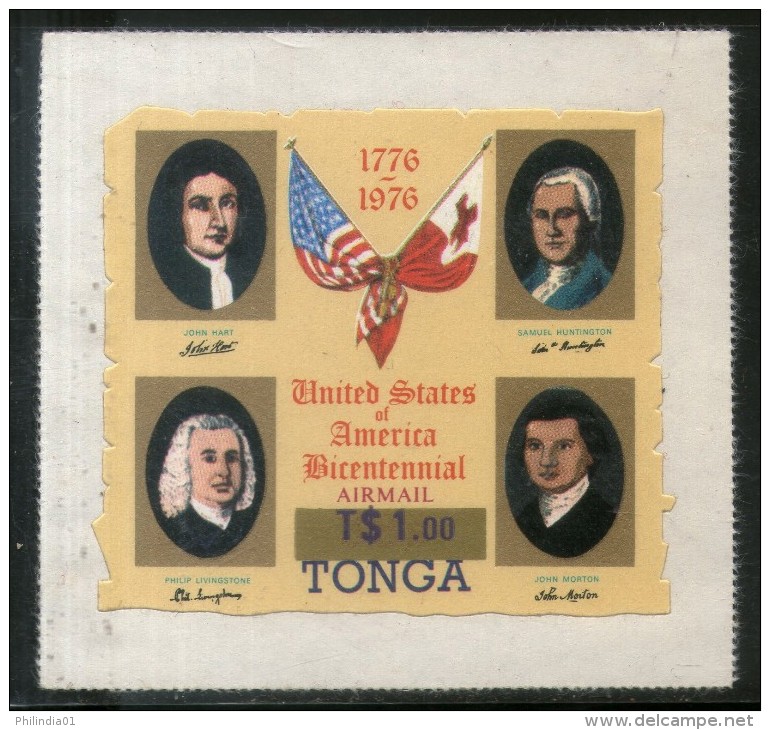 Tonga 1976 $1.00 American Bicentennial Surcharge Sc C237 Odd Shaped Die Cut MNH # 3555 - Tonga (1970-...)