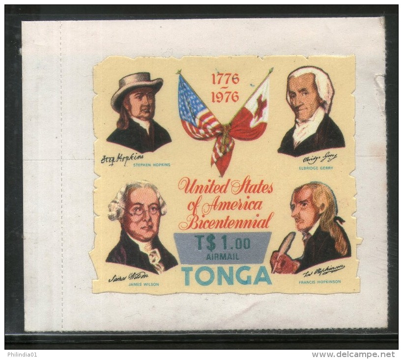 Tonga 1976 $1.00 American Bicentennial Surcharge Sc C236 Odd Shaped Die Cut MNH # 4132 - Tonga (1970-...)