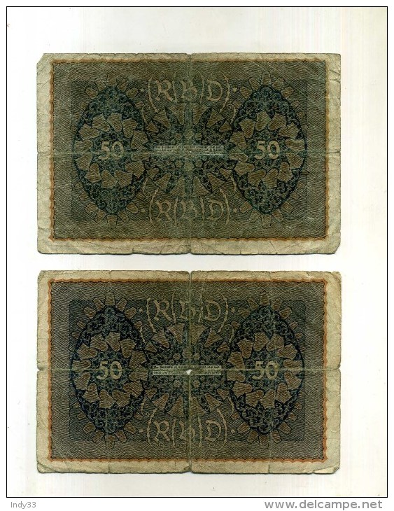 -ALLEMAGNE 1918/33 . LOT DE 2 BILLETS  50 M. 1919 - 50 Mark