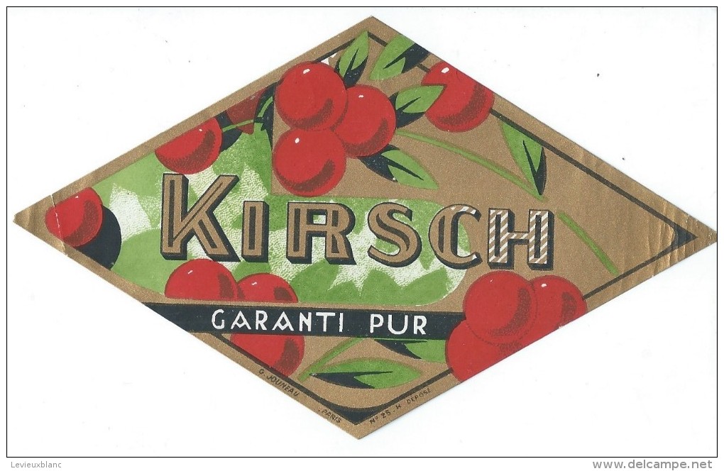 Etiquette/Chromo /Dorée//Vins Spiritueux Sirops/" KIRSCH"/Garanti Pur/ Jouneau/Paris/vers 1900 - 1920     ETIQ73 - Sonstige & Ohne Zuordnung