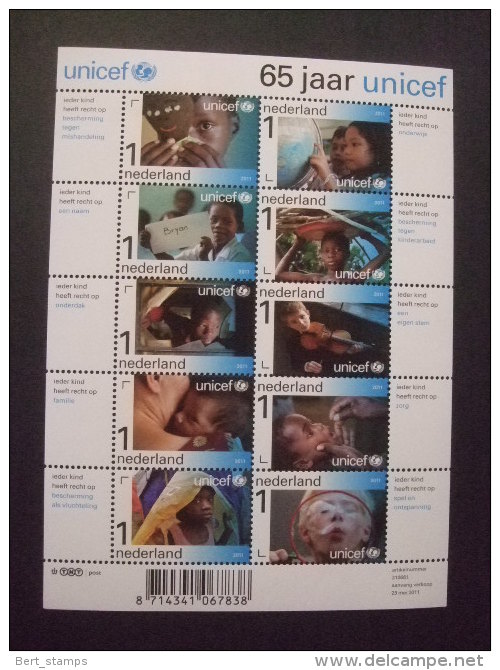 Nederland 2011 UNICEF   MNH Nvph Nr V 2823-2832 - Unused Stamps
