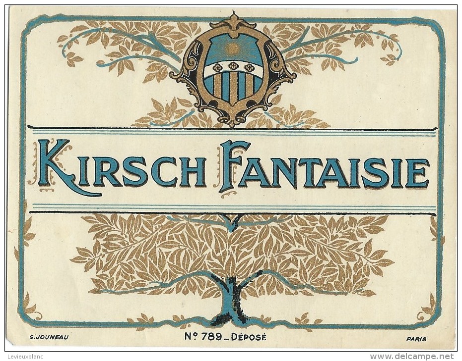 Etiquette/Chromo /Dorée/Vins Spiritueux Sirops/" KIRSCH FANTAISIE"" / Jouneau/Paris/vers 1900 - 1920     ETIQ64 - Autres & Non Classés