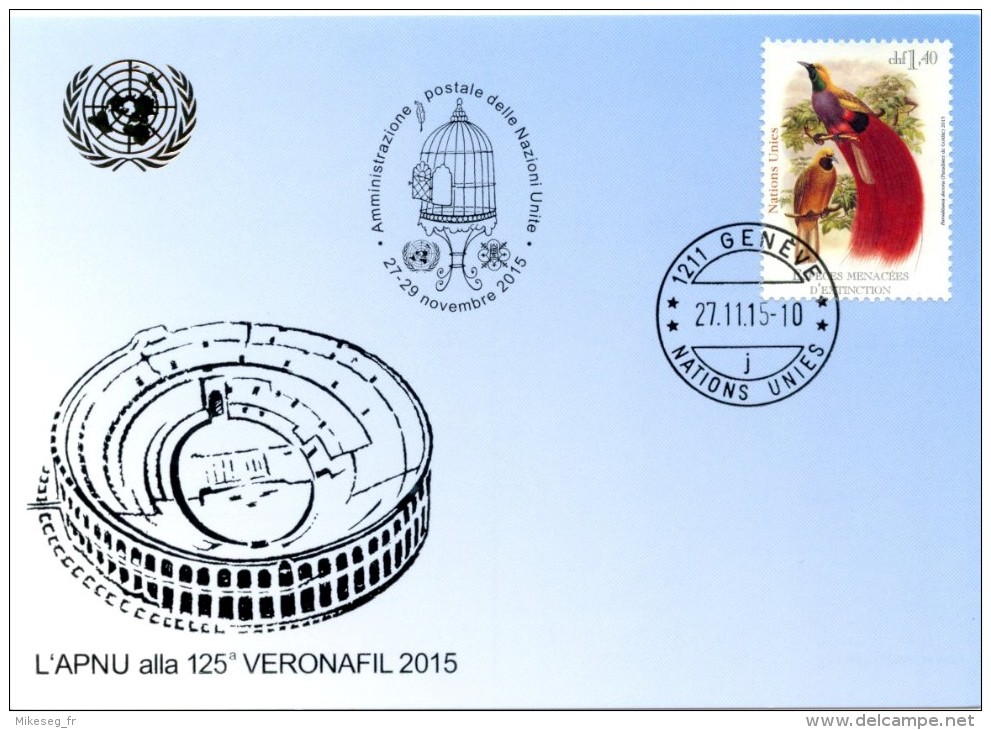 ONU Genève 2015 - Blue Card VERONAFIL 27-29 Novembre 2015 - Cartes-maximum