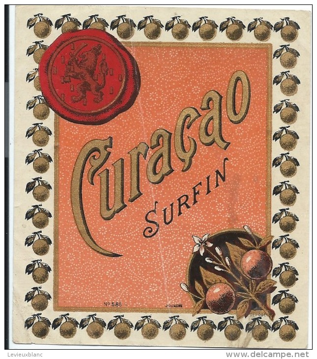 Etiquette/Chromo /Dorée/Vins Spiritueux Sirops/" CURACAO Surfin"" / Jouneau/Paris/vers 1900 - 1920     ETIQ63 - Andere & Zonder Classificatie