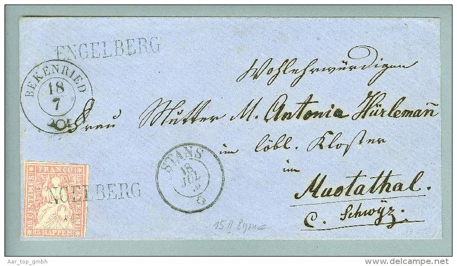 Heimat OW Engelberg 1868-07-18 Lang-O Strubelbrief Via Stans Beckenried N.Muotathal - Lettres & Documents