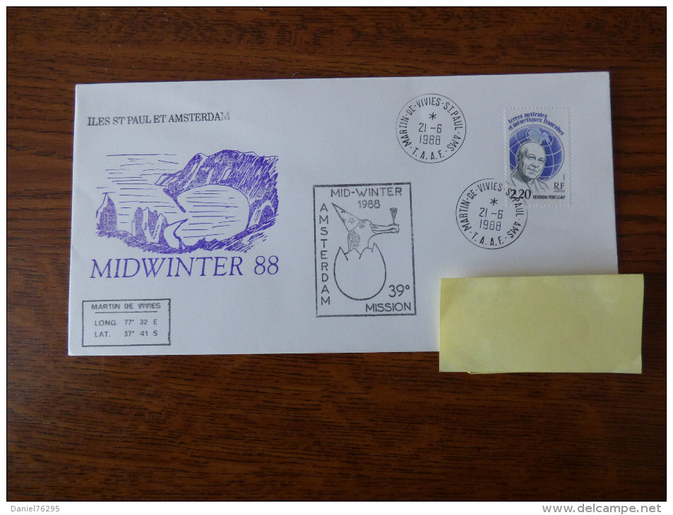 Courrier    Midwinter  Saint -Paul Et Amsterdam - Briefe U. Dokumente