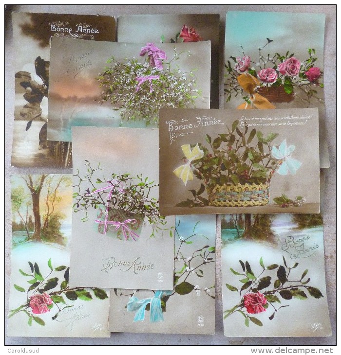 Lot 9 X CpA  Photo MONTAGE Fleur Fleurs Roses Et Gui Sur Paysage Voir Pour Cachet Timbre Voir Details - Sammlungen & Sammellose