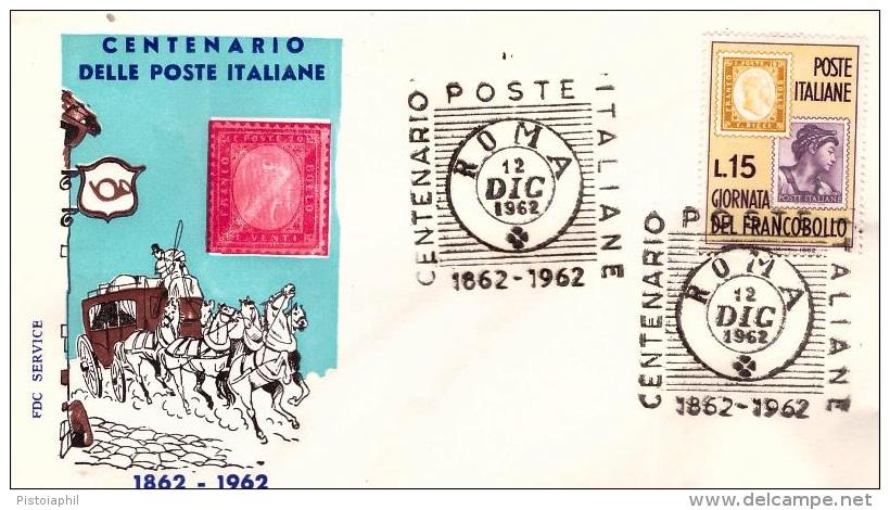 Fdc Service: CENTENARIO POSTE (1962); No Viaggiata; AS_Roma - FDC