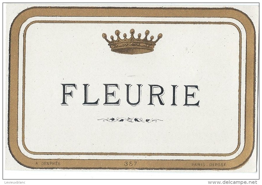 Etiquette/Chromo /Dorée/Vins Spiritueux Sirops/" FLEURIE"" / Despré/Paris/vers 1890-1900   ETIQ95 - Sonstige & Ohne Zuordnung