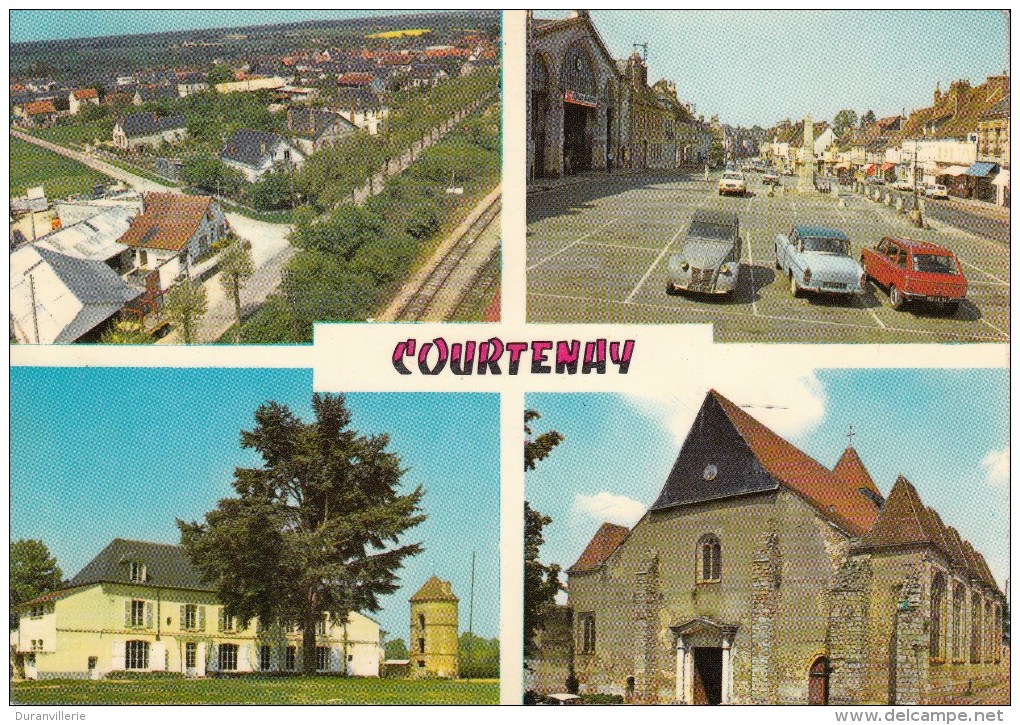 45 - Courtenay - Multi-vues - Editeur: Nivernaises N° 12.832 (voitures, Automobile, Citroen 2CV, Peugeot) - Courtenay
