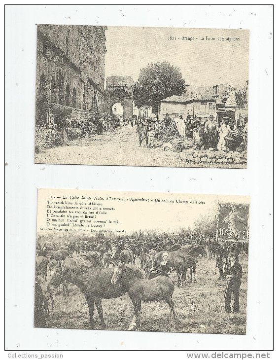 Cp , REPRODUCTION ,  Commerce , Foire De Ste Croix , Foire Aux Oignons D´ Orange , LOT DE 2 CP - Marchés