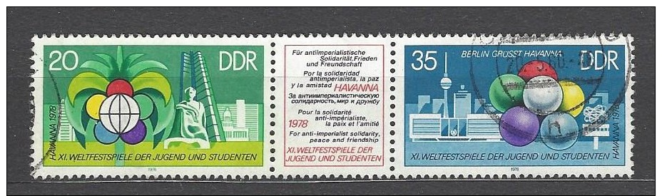 DDR - Mi-Nr. 2345 / ZF / 2346 WZd 377 - Weltfestspiele Jugend Und Studenten Gestempelt (2) - Se-Tenant