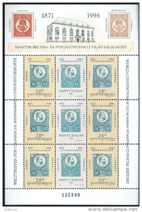 3598 Hungary 1996 Philately Stamp On Stamp Full Sheet MNH - Blocs-feuillets