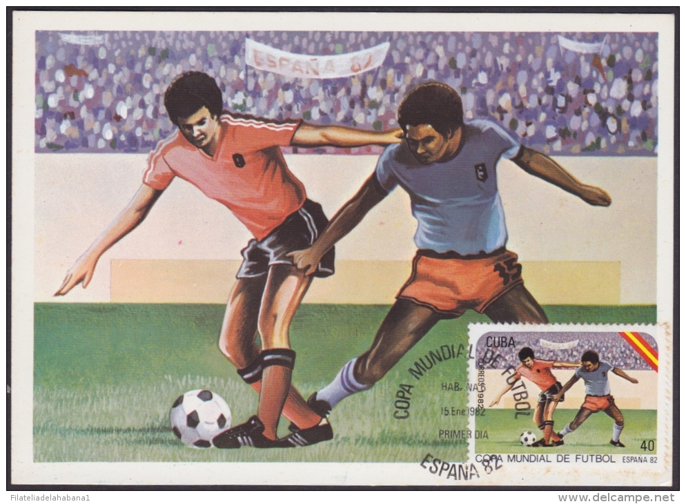 TMA-35 CUBA 1982. TARJETA MAXIMA SOCCER CHAMPIONSHIP IN SPAIN. COPA DE FUTBOL. - Maximum Cards