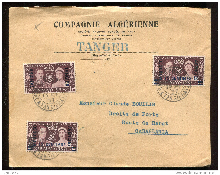 0515B - Maroc /  - Tanger  - Lettre - Compagnie Algérienne  13 May 1937 - Bureaux Au Maroc / Tanger (...-1958)