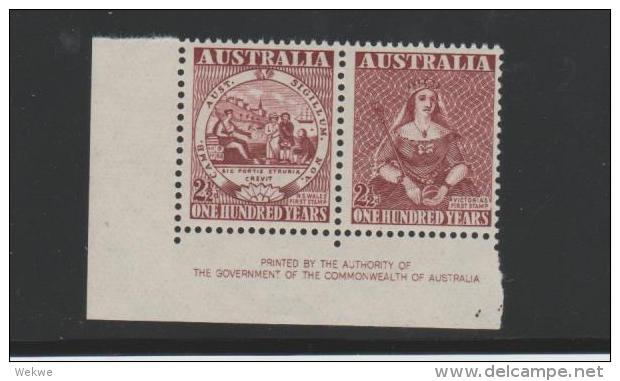 Aus Mi.Nr. 207-08/ Australien -  Stamp Centenary Mit Rand 1950** - Nuovi