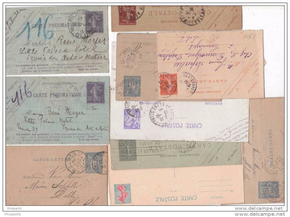 FRANCE  10 ENTIERS POSTAUX  A ETUDIER - Lots Et Collections : Entiers Et PAP