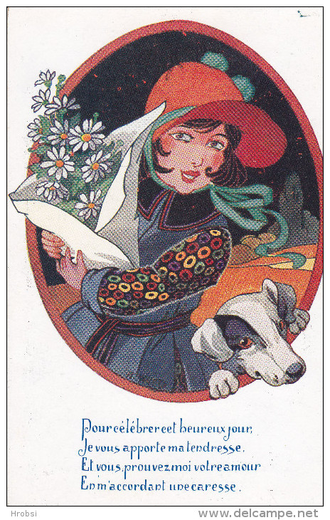 Illustrateur WUYTS A., Tendresses Enfantines, Chien, Fleurs, Noyer Serie 110, 571 ,pub Welcome - Wuyts