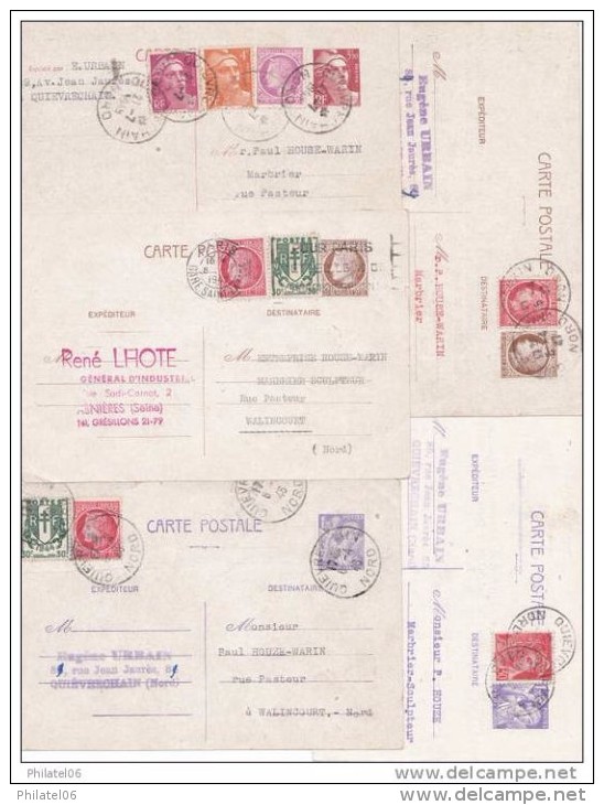 FRANCE  ARCHIVE DE 5 CARTES ENTIERS AVEC AFFRANCHISSEMENTS COMPOSES - Collections & Lots: Stationery & PAP