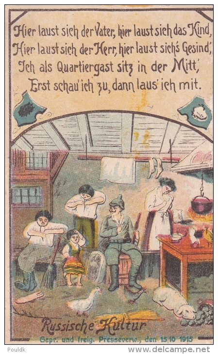 Feldpost WW1: Postcard Louse Everywhere From Maschinen - Gewehr - Kompanie P/m KD Feldpostexp. 22. Infanterie Division 7 - Militaria