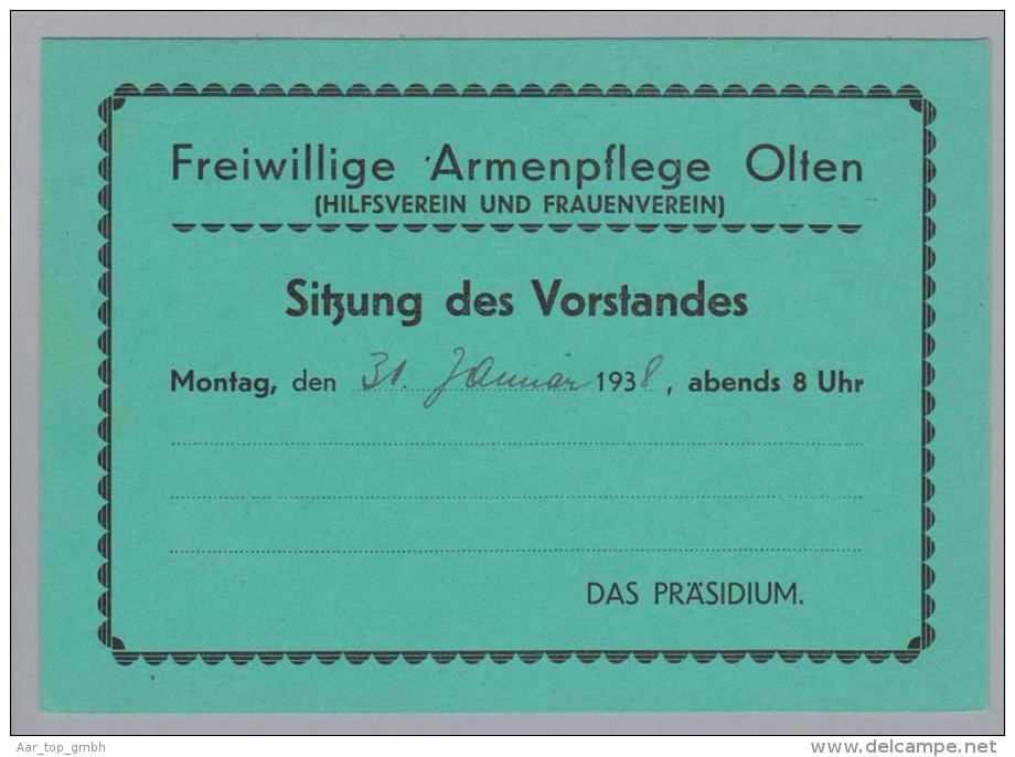 Heimat SO Olten 1938-01-28 Brief Portofreiheit Zu#14Az Gr#548 "Hilfsverein Olten" - Portofreiheit