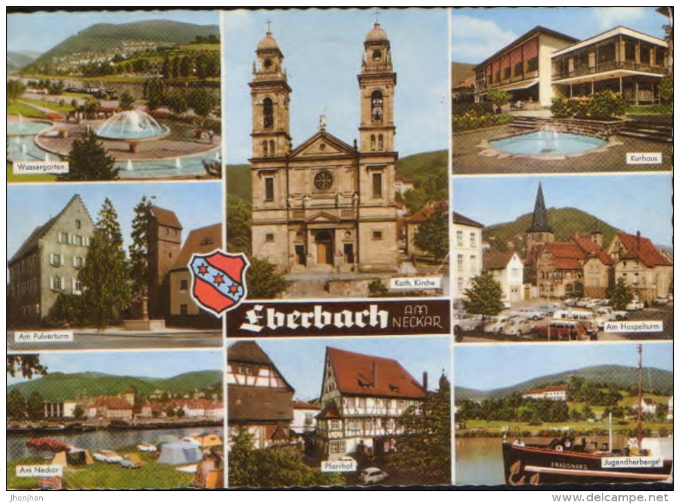 Germany - Postcard Circulated In1969 - Coat Of Arms Of Eberbach City,multivue - 2/scans - Eberbach