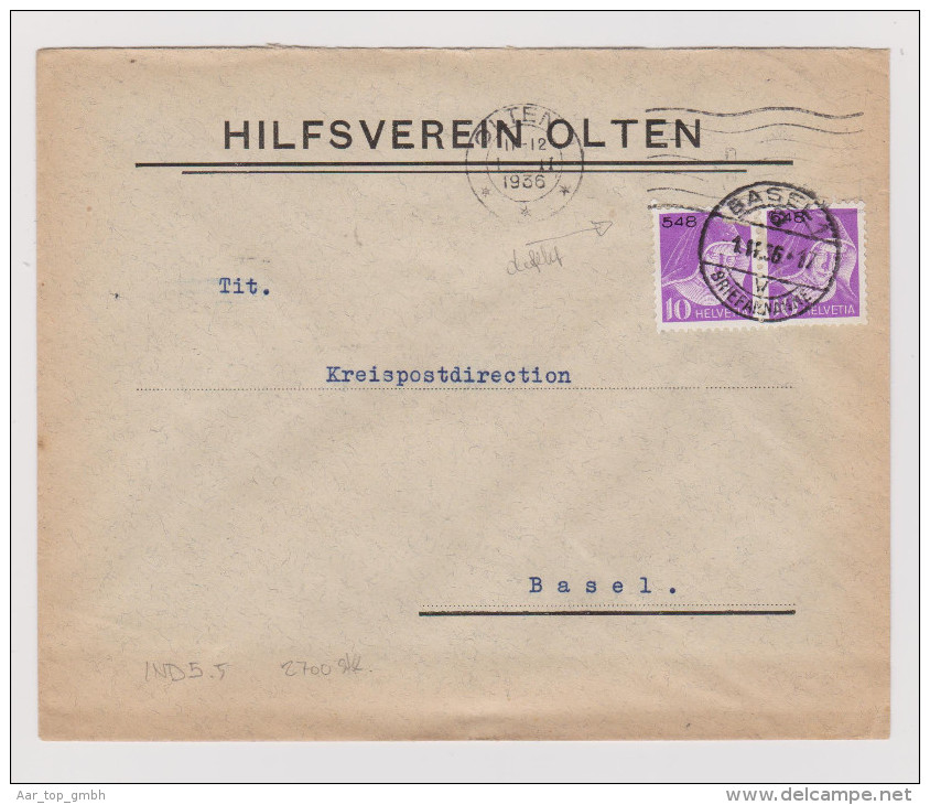 Heimat SO Olten 1936-02-01 Brief Portofreiheit Gr#548 Hilfsverein Olten - Vrijstelling Van Portkosten