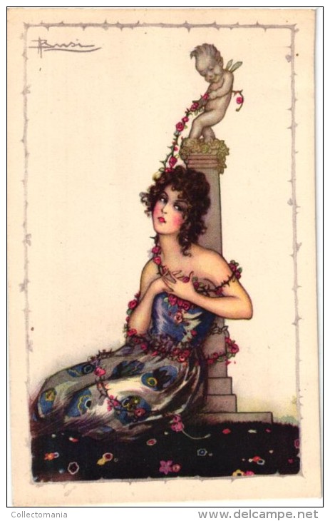 4 Postcards Adolfo Busi   Artist Signed Numbered  Glamour   Cupid  Nr°535  -128 - Busi, Adolfo