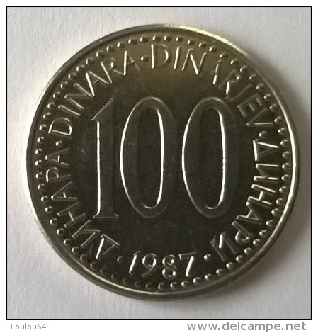 Monnaie -  Yougoslavie - 100 Dinara 1987 - Superbe- - Joegoslavië