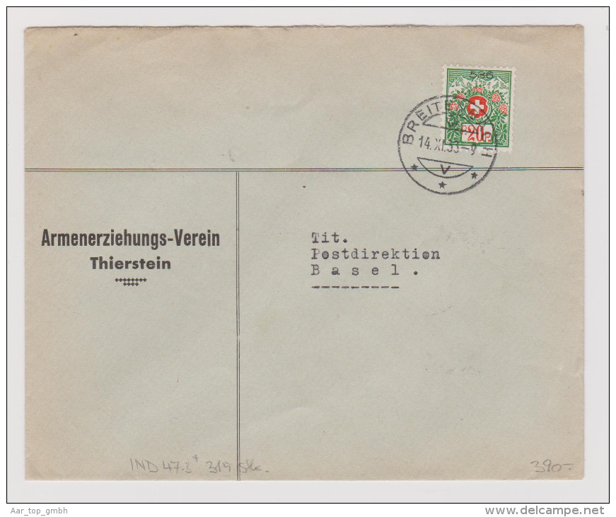 Heimat SO Breitenbach 1933-11-14 Brief Portofreiheit Gr#536 Arme - Vrijstelling Van Portkosten