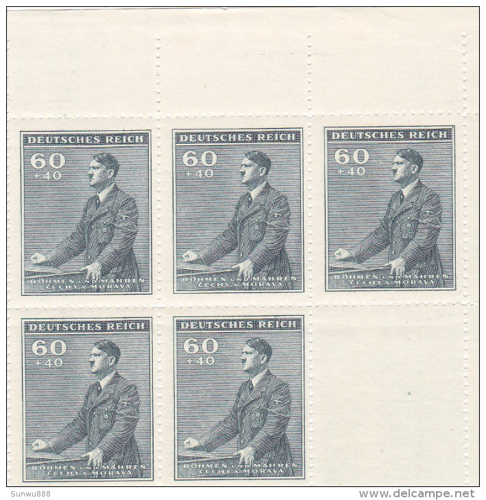 Böhmen Und Mähren - Deutsches Reich  -  B9 - B12 - 4 X Bloc Blok With White Blank Label - Ungebraucht