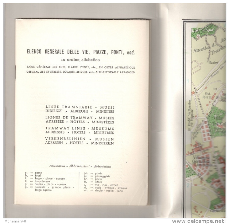 ROMA - Nouveau Plan (1961) De La Ville De Rome (Table Générale Des Rues - Lignes Des Tramways) - Autres & Non Classés