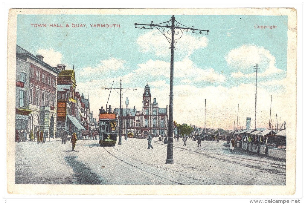 Town Hall & Quay, Yarmouth Colour Postcard By G D & D - Unused C1910 - Great Yarmouth