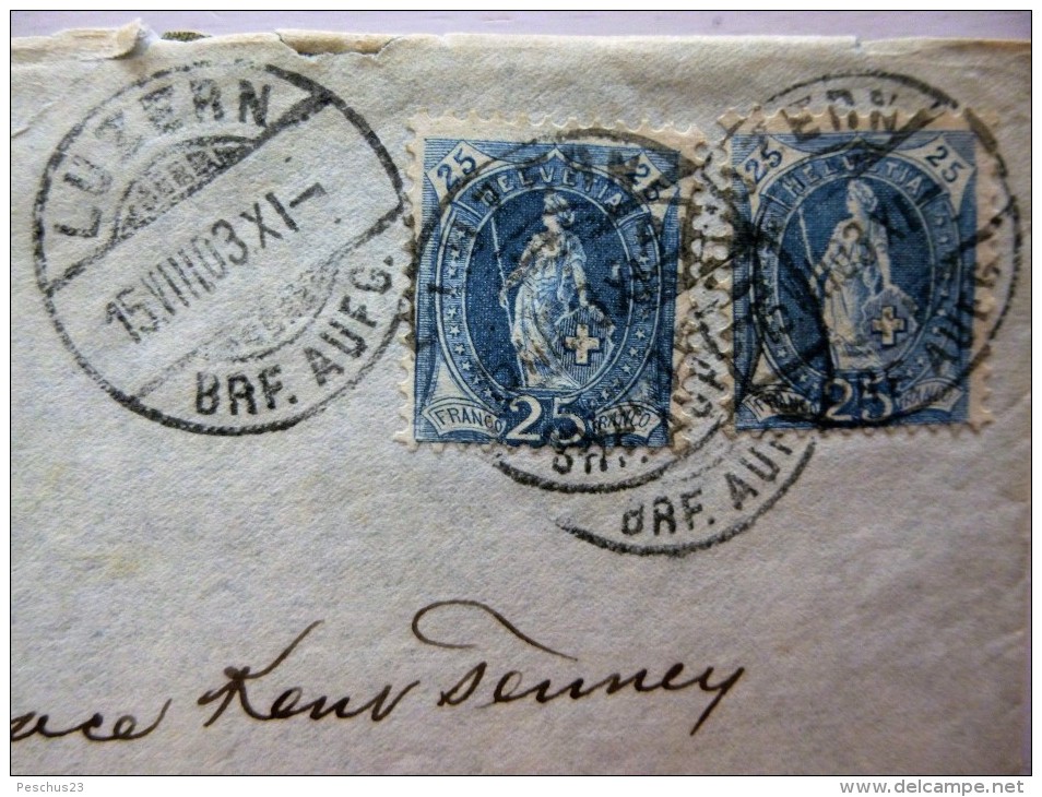 SUISSE / SCHWEIZ / SVIZZERA / SWITZERLAND // 1903, Lettre - Brief, 2x25Rp. STEHENDE HELVETIA, Gest. LUZERN => USA - Briefe U. Dokumente