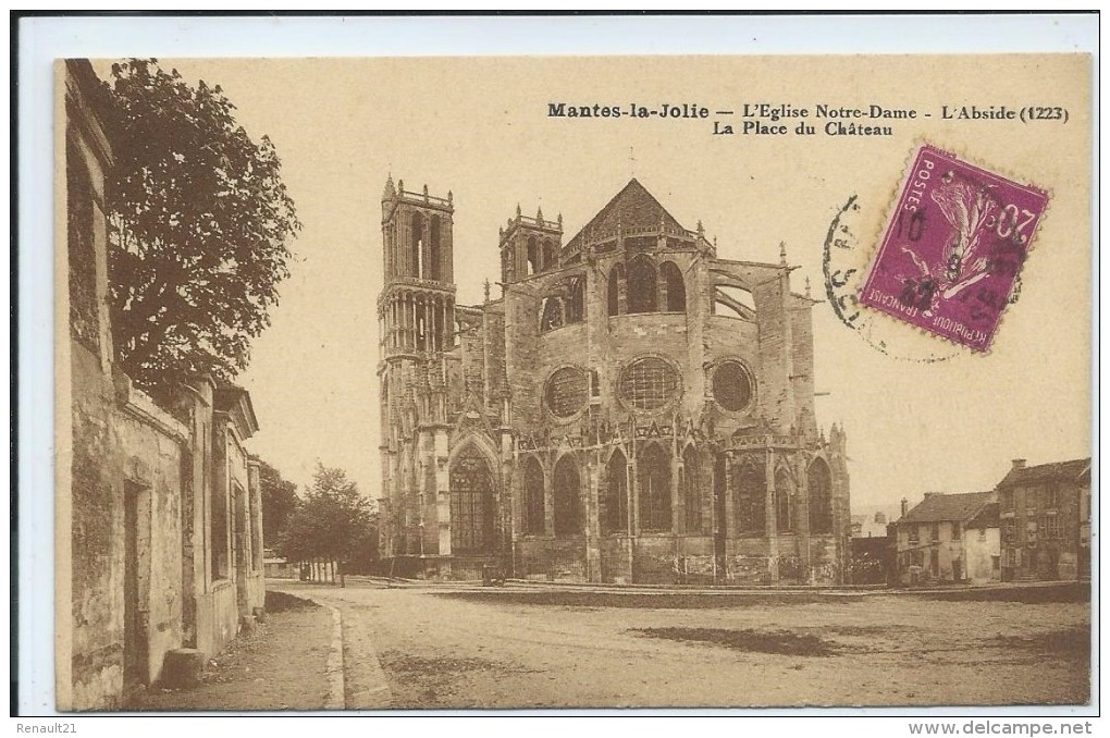 Mantes-la-Jolie-L'Église Notre-Dame-L'Abside-La Place Du Château-(SÉPIA). - Mantes La Jolie