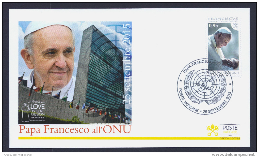 2015 VATICANO "PAPA FRANCESCO ALL´ONU" FDC RICORDO POSTE VATICANE - FDC