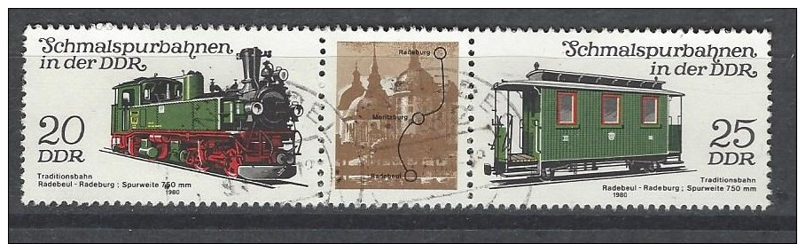DDR - Mi-Nr. 2562 / Zf / 2564 WZd 476 Schmalspurbahnen Gestempelt (4) - Se-Tenant
