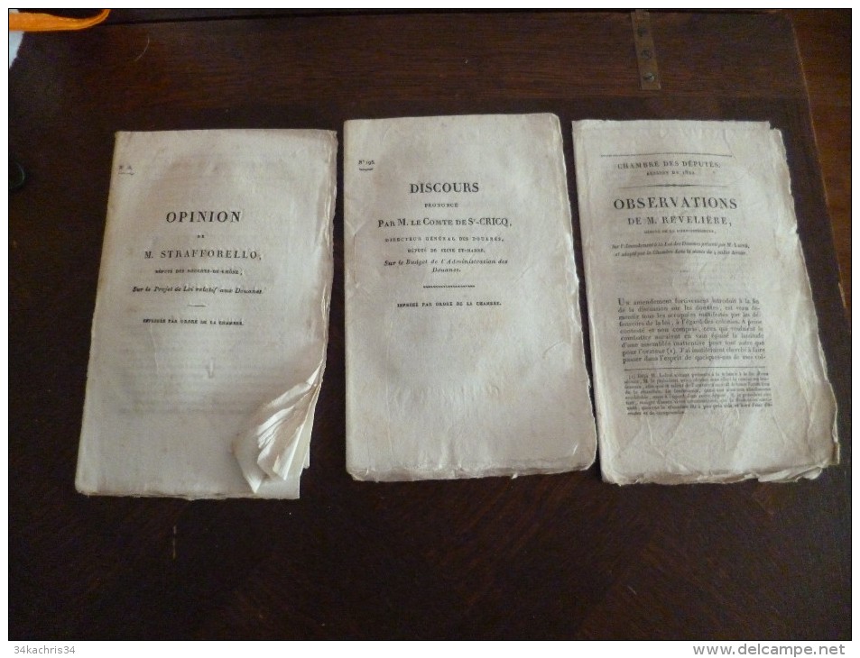 Rare Ensemble De 36 Plaquettes 19ème Chambre Des Députés Concernant Les Douanes. Opinions, Répliques, Discours, Observat - Décrets & Lois