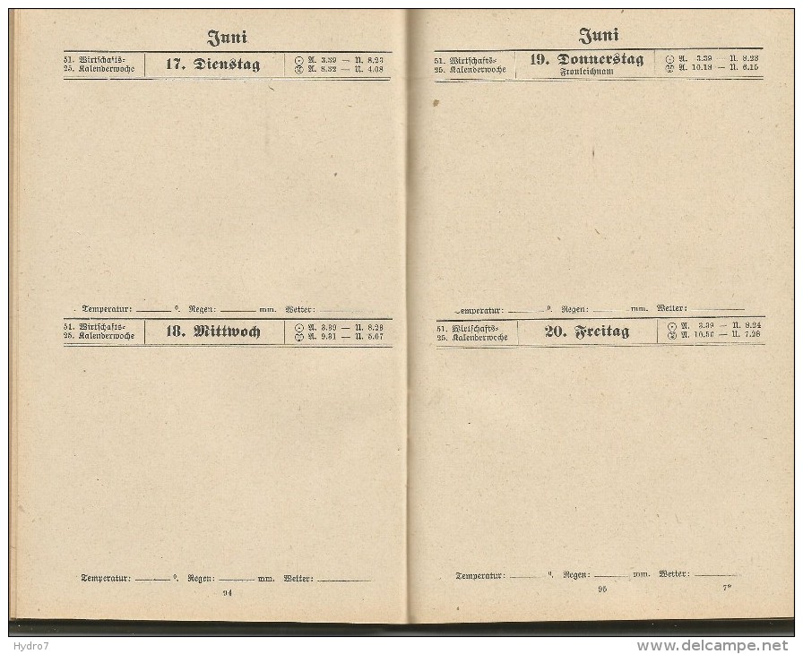 Germany 1924 Kalender -Tagebuch Landwirtschaft Calendar  Notebook Diary Calendario - Kleinformat : 1921-40