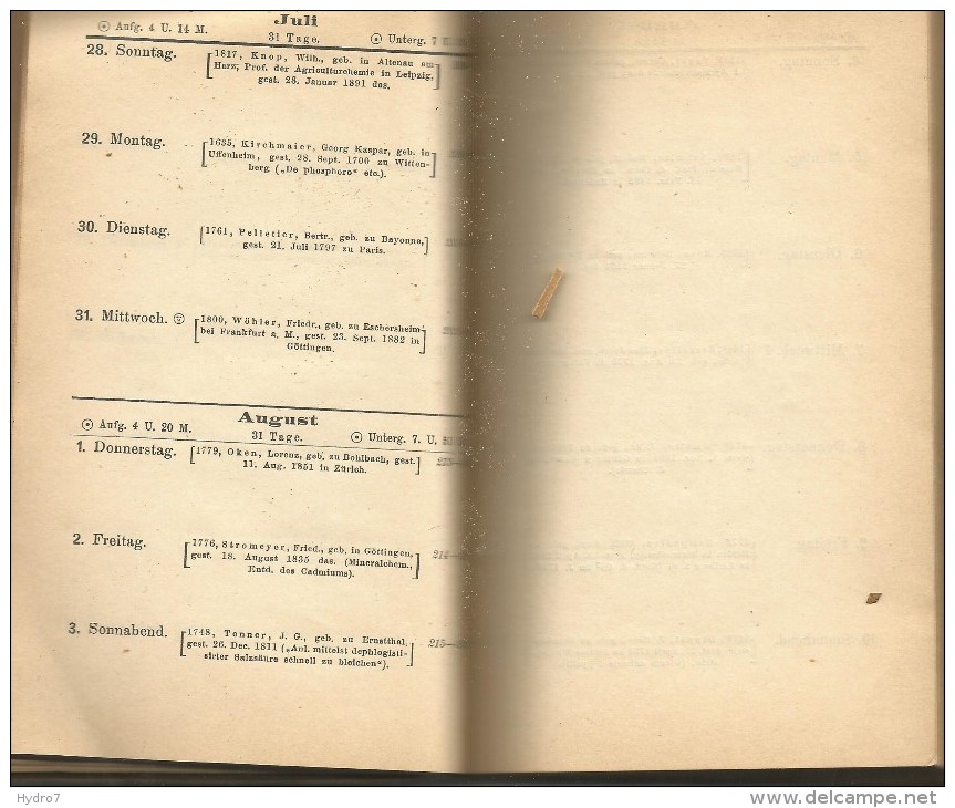 Germany 1901 Chemiker Kalender -Tagebuch Chemical Calendar  Notebook Diary Calendario - Klein Formaat: 1901-20