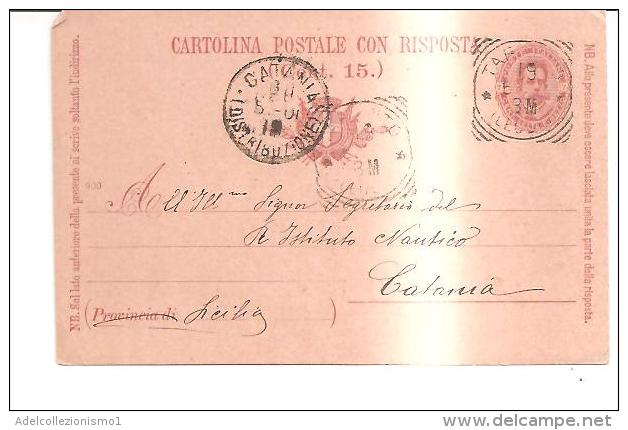 68067) Intero Postale Da 7.5 C. Effige Del Rè -  Risposta 900- Da Taranto-a Catania  Il  18-5-1901 - Interi Postali