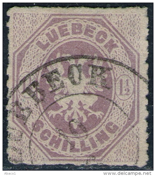 Lübeck 10/6 Auf 1 1/2 Shilling Grau Purpur - Lübeck Nr. 14 - Kurzbefund BPP - Lübeck