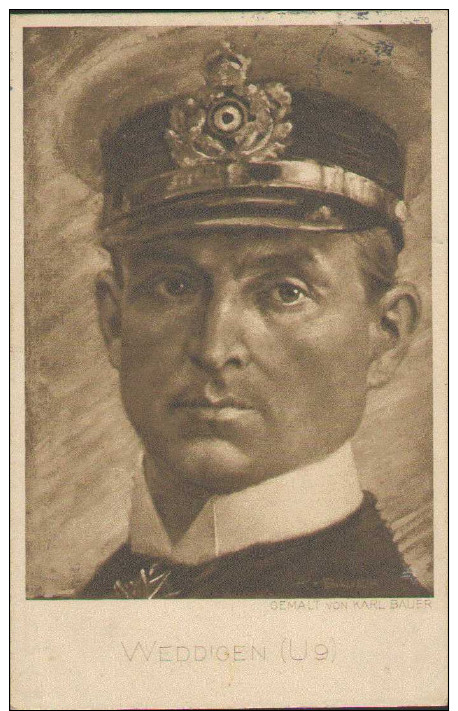 Kapitänleutnant Weddigen, U9, Marine Deutsches Kaiserreich, Portrait, Feld-Postkarte, Bremen, Militär, WWI - Weltkrieg 1914-18