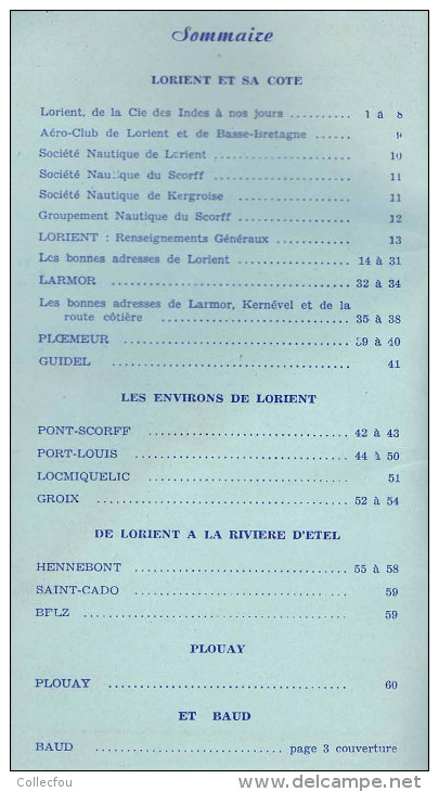 LORIENT Et Sa Région (Bretagne) : Guide Touristique De 1954. Voir Description Bien Détaillée Et 4 Photos. - Bretagne