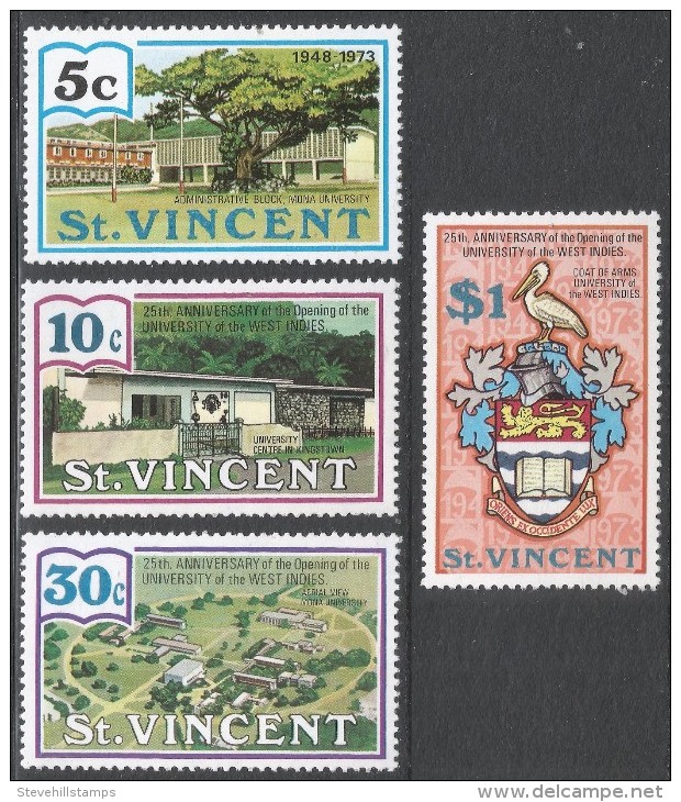 St Vincent. 1973 25th Anniv Of West Indies University. MNH Complete Set. SG 376-379 - St.Vincent (...-1979)